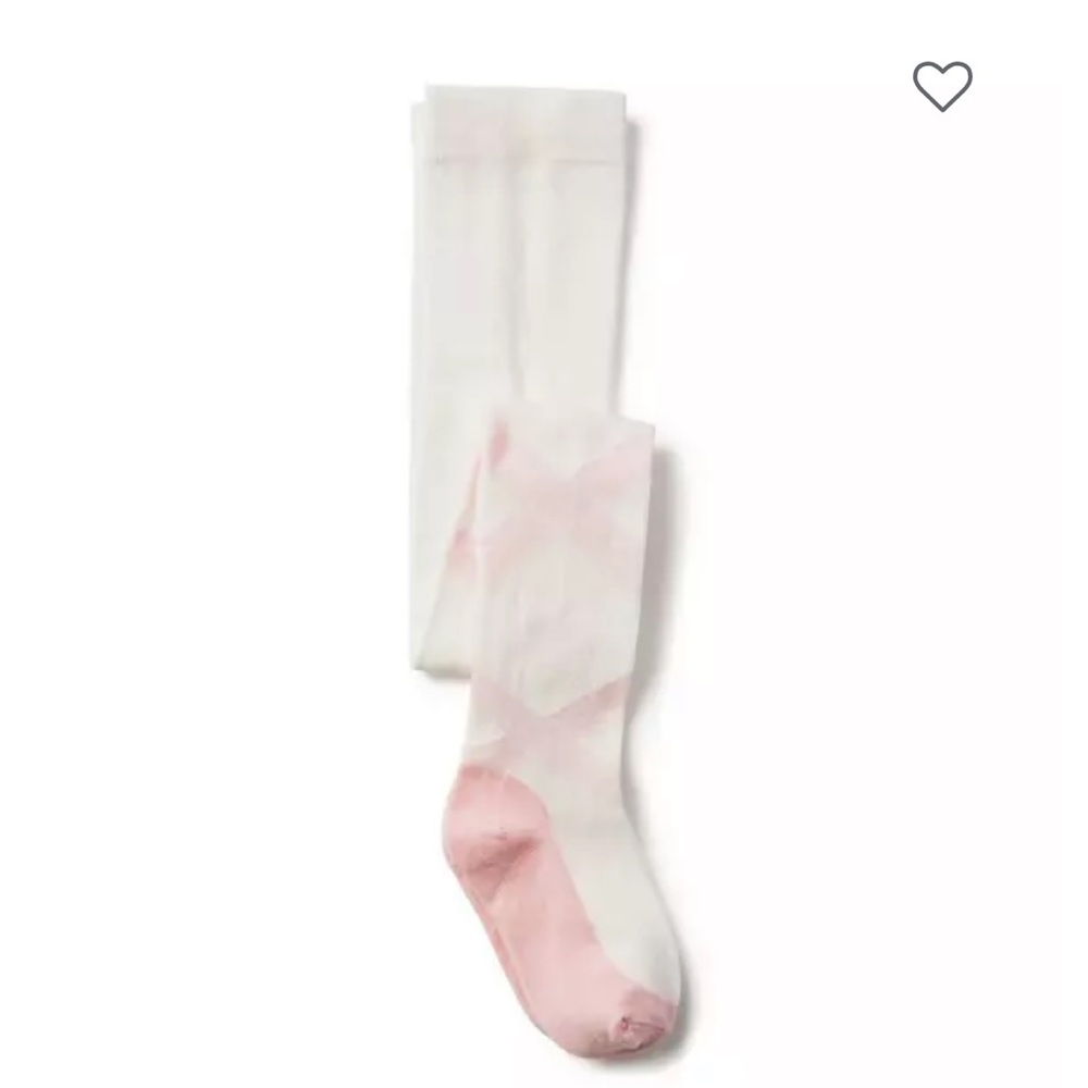 Janie and Jack Pink and White Ballet Shoe Kids Tights, 6-12M